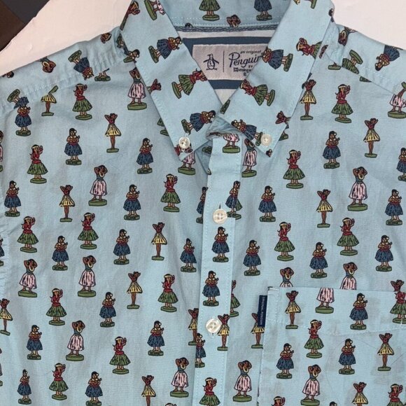 Original Penguin Other - Men's Penguin By Munsingwear Hawaiian Aloha SSBD Wahine Dancing Hula Girls Small